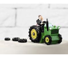 Dekoračná figúrka Novomanželia v traktore, 11 cm