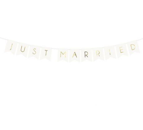 Banner Just Married biely