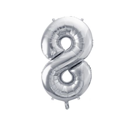 Fóliový balón Číslo "8" ", 86 cm, strieborný