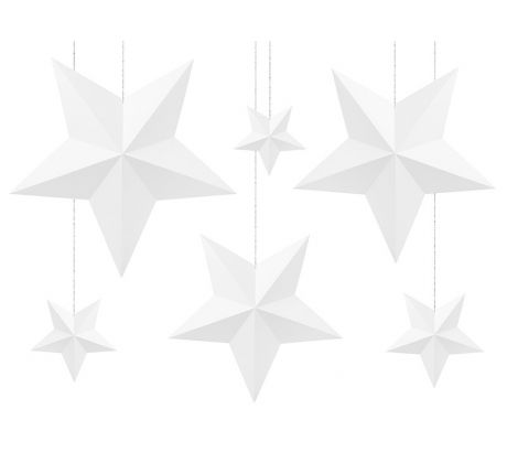 Dekorácie Hviezdy, biele (1 bal / 6 ks)