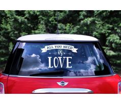 Nálepka na svadobné auto svadobný deň - všetko, čo potrebujete, je láska, 33x45cm