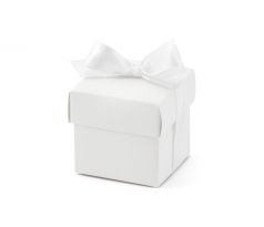 Darčekové krabičky so stuhou, biele (1 bal / 10 ks)