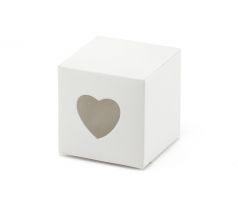 Darčekové krabičky so srdcom, biele (1 bal / 10 ks)