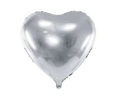Fóliový balón Srdce, 45 cm, strieborný