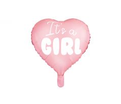 Fóliový balón Srdce - je to dievča, 45 cm, svetloružový