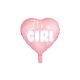 Fóliový balón Srdce - je to dievča, 45 cm, svetloružový