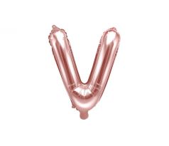 Fóliový balón Písmeno V, 35 cm, ružovo zlatý