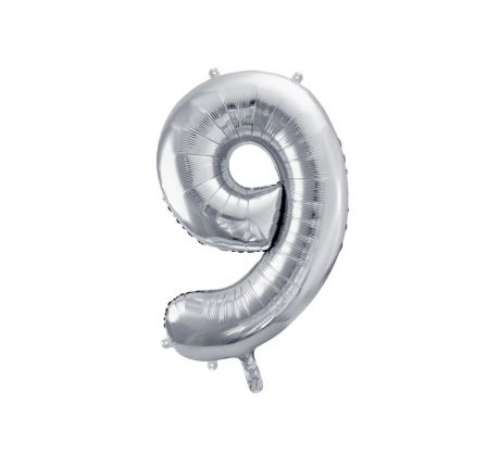 Fóliový balón Číslo "9" ", 86 cm, strieborný