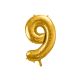 Fóliový balón Číslo "9" ", 86 cm, zlatý