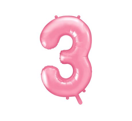 Fóliový balón Číslo "3" ", 86 cm, ružový