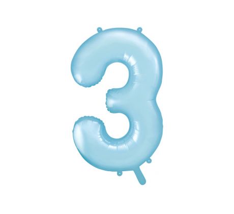 Fóliový balón Číslo "3" ", 86 cm, svetlomodrý