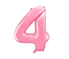 Fóliový balón Číslo "4" ", 86 cm, ružový