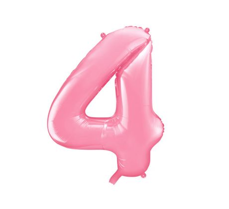 Fóliový balón Číslo "4" ", 86 cm, ružový