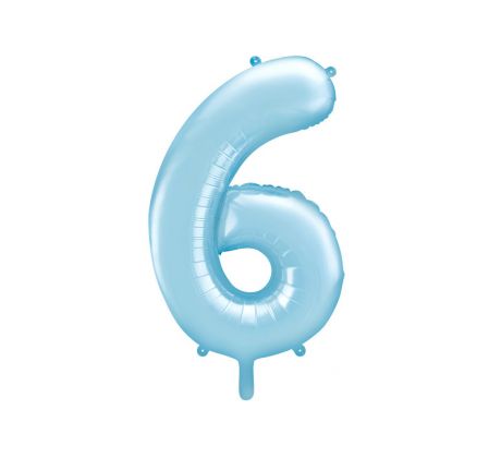 Fóliový balón Číslo "6" ", 86 cm, svetlomodrý