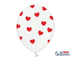 Balóny Srdcia, 30 cm, čisto biele (1 bal / 50 ks)