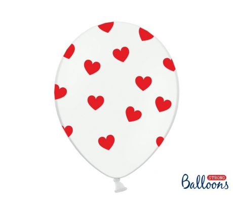 Balóny Srdcia, 30 cm, čisto biele (1 bal / 50 ks)