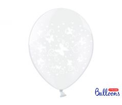Balóny Biele motýle 30 cm, (6 ks)