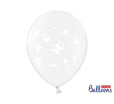 Balóny Biele motýle 30 cm, (6 ks)