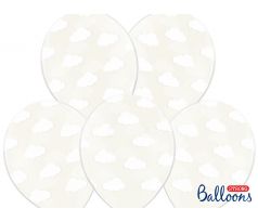 Balóniky biele obláčiky, 30 cm, (6 ks)