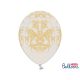 Balóny biele so zlatými ozdobami, 30 cm (6 ks)