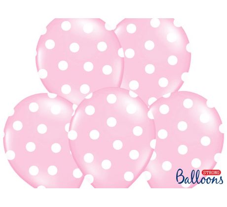 Balóny Dots 30 cm, baby ružové (1 bal / 6 ks)