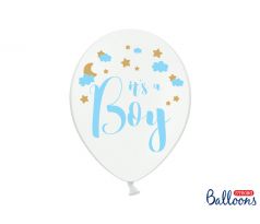 Balóny It´s a Boy, 30 cm, čisto biele (1 bal / 50 ks.)