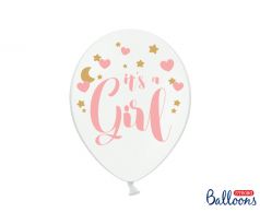 Balóny It´s a Girl, 30 cm, čisto biele (1 bal / 50 ks)