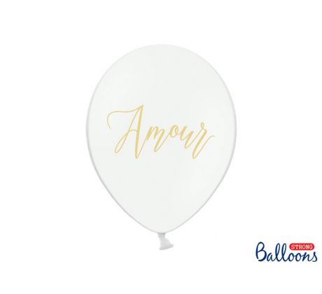 Balóny Amour, 30 cm, Amour, čisto biele (1 bal / 50 ks)