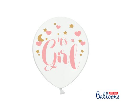 Balóny It´s a Girl, 30 cm, čisto biele (1 bal / 6 ks.)