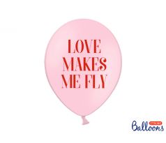 Balóny Love makes me fly, 30 cm, baby ružové (1 bal / 50 ks)