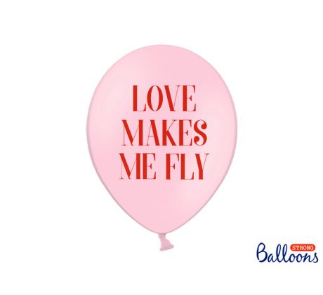 Balóny Love makes me fly, 30 cm, baby ružové (1 bal / 6 ks.)