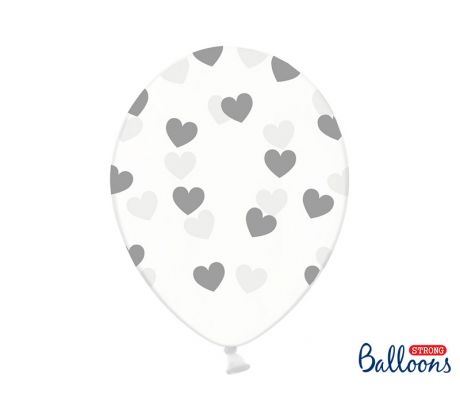 Balóniky sivé srdce, 30 cm (50 ks)