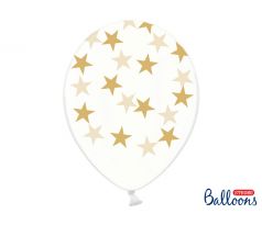 Balóniky zlaté hviezdy, 30 cm, (50 ks)