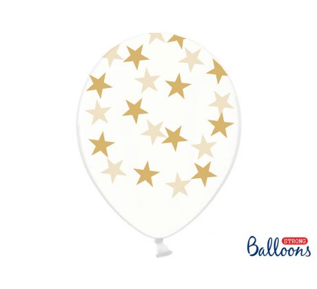 Balóniky zlaté hviezdy, 30 cm, (50 ks)