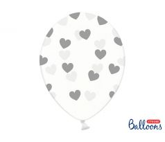 Balóniky sivé srdce, 30 cm (6 ks)