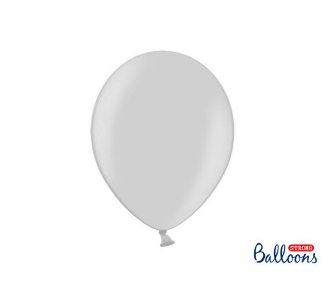 Balóny metalické strieborné, 30 cm (100 ks)