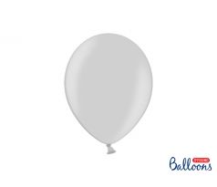 Balóny metalické 27 cm,  strieborný sneh (10 ks)