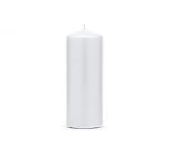 Sviečka valcová, matná, biela, 15 x 6 cm