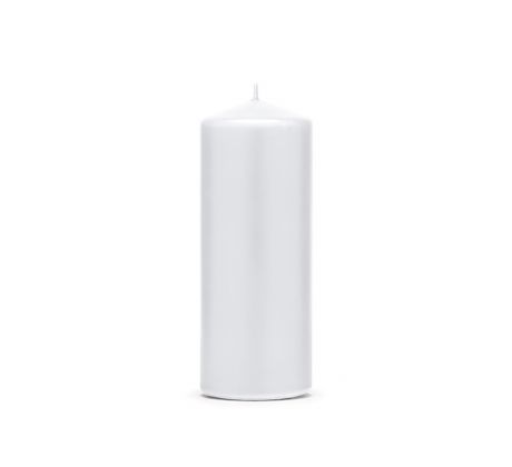 Sviečka valcová, matná, biela, 15 x 6 cm