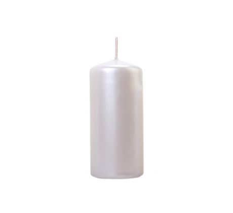 valcová sviečka, metalická, perla, 12 x 6 cm