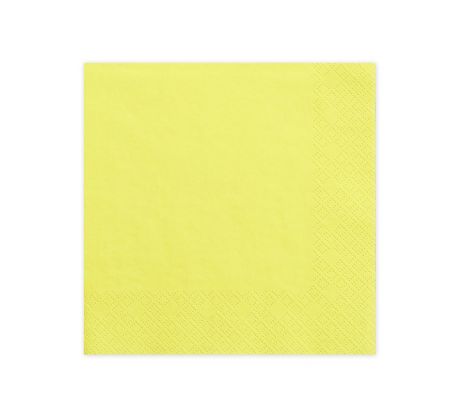 Servítky, 3 vrstvy, žlté, 33 x 33 cm