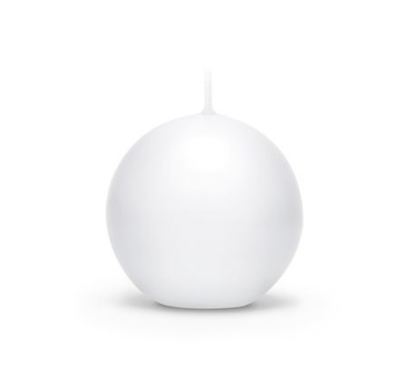 Sviečková guľa, matná, biela, 6 cm