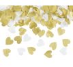 Vystreľovacie konfety zlato-biele srdcia 35cm