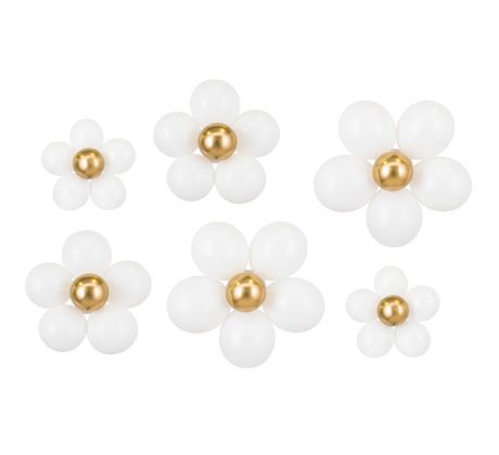 Set balónov bielo-zlaté kvety 40-50cm