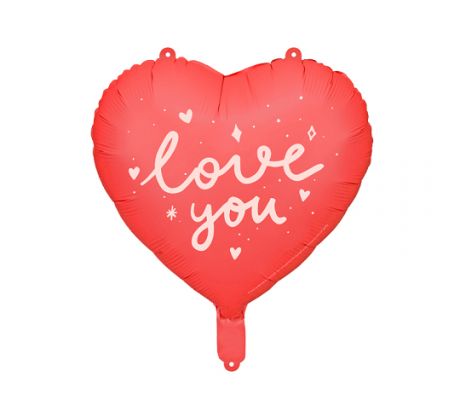 Fóliový balón srdce Love you červený 45cm