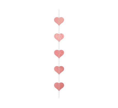 Girlanda ružovo-zlaté srdce 3m